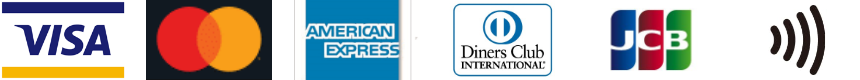VISA、Mastercard アメックス、ダイナーズ、JCB、タッチ決済